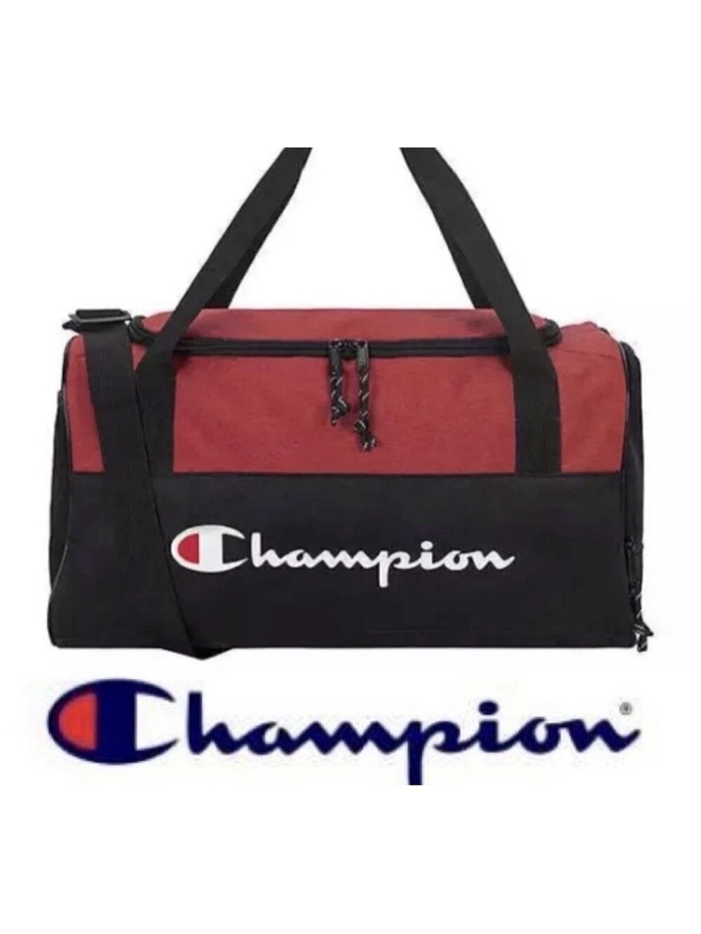 Champion Red and Black Duffel with Logo